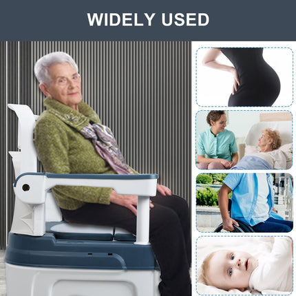 Cadciehe naktsskapītis, pārnēsājama tualete, tualetes krēsls ar rokturiem, regulējams augstums, mobila pārnēsājama tualete, pieaugušo podiņkrēsls, slodze 400 kg, senioriem, invalīdiem, vecāka gadagājuma cilvēkiem