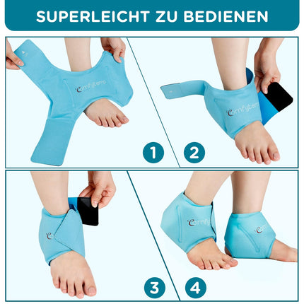 Comfytemp dzesēšanas aproces pēdas potītes želejas dzesēšanas spilventiņi (2 iepakojumi), dzesēšanas pārsējs potītes sāpju mazināšanai, auksti silti kompresi, atkārtoti lietojami ledus iepakojumi Ahilleja cīpslai 30x11cm