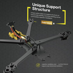 Speedybee Mario 5 O4 DC uzlabots 5 collu FPV drona rāmis – 226 mm garenbāze, viegls dizains, CNC alumīnija galva, saderīgs ar DJI O4 PRO/O3 gaisa ierīci un analogo VTX, ideāli piemērots kino un frīstaila filmēšanai.