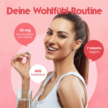 Augstas devas vaislas oga - 400 tabletes - 20 mg vienā tabletē - 10:1 ekstrakts no oriģinālās Agnus Castus - Uztura bagātinātājs sievietēm - Vegāns un ražots Vācijā. Laboratorijā pārbaudīts.