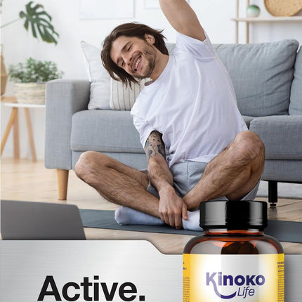 Kinoko life glikozamīns un hondroitīns – 240 kapsulas ar MSM, jūras kolagēnu, hialuronskābi, kurkumu, melnajiem pipariem, ingveru, bosvēliju un kvercetīnu. Locītavām, skrimšļiem un kauliem