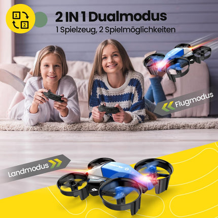 Holy Stone HS210F mini drons bērniem, 2 vienā tālvadības kvadrokopters ar nolaišanās režīmu un lidojuma režīmu, vienas atslēgas iedarbināšana, augstuma noturēšana, 3D pagriezieni, bezgalvas režīms, rotaļu dāvanas zēniem, C0 (zils)
