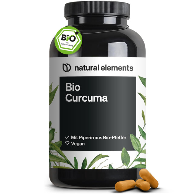 Bioloģiskā kurkuma ar melnajiem pipariem – 240 kapsulas – 4350 mg bioloģiskās kurkumas (kurkumas) vienā dienas devā – ar kurkumīnu un piperīnu – Augsta deva, vegāns – Ražots Vācijā un laboratorijā pārbaudīts