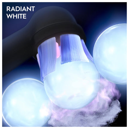 Oral-B iO Radiant White elektriskās zobu birstes uzgaļi, 6 iepakojumā, balinoši zobi, oriģinālais zobu birstes uzgalis Oral-B iO zobu birstēm, pastkastītei drošs iepakojums, melns