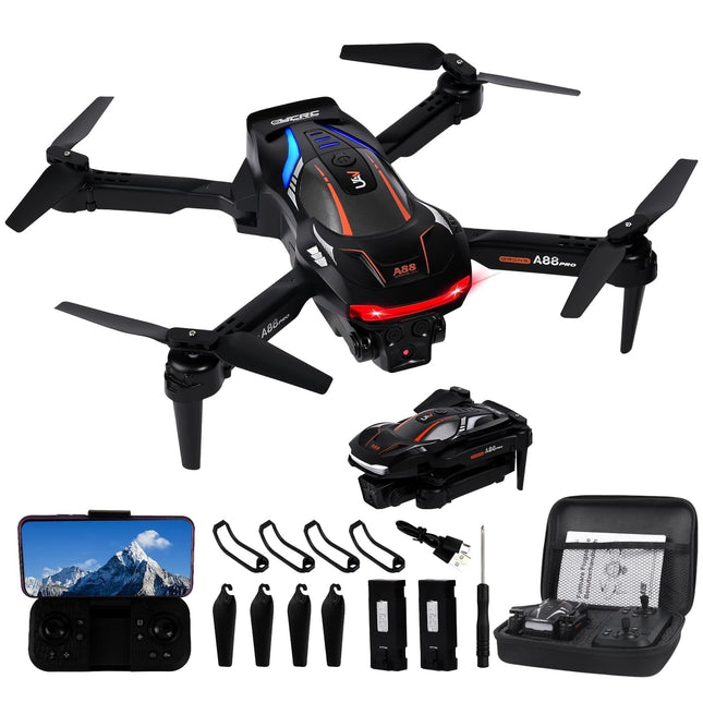Gerbala salokāms drons bērniem un iesācējiem, FPV drons ar 1080P HD kameru, 360° pagriezienu, gravitācijas sensoru, pacelšanos/nosēšanos ar vienu pogu, sekojiet man, žestu foto, 120° platleņķa objektīvu, 2 baterijām
