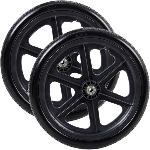 2 gab. 16 collu ratiņkrēsla aizmugurējo riteņu nomaiņas piederumi 16x1,75, cietas gumijas riepas ar 12 mm gultņiem manuāliem ratiņkrēsliem (melnas)