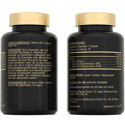 Omega 3 kapsulas, augsta deva 3000 mg - augstākās kvalitātes zivju eļļa 120 kapsulas - trīskārša darbība - augsts DHA un EPA saturs - tīra Omega 3 eļļa no ilgtspējīgas zvejas - laboratorijā pārbaudīta zivju eļļa bez piedevām