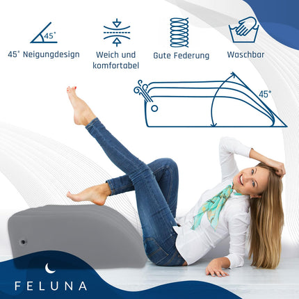 Ergonomisks ķīļveida spilvens gulēšanai, piepūšams ortopēdisks kāju pacēlums kāju un muguras sāpju mazināšanai, kāju atbalsta spilvens ceļgalam, pēdai un potītei pēc operācijas (pelēks)