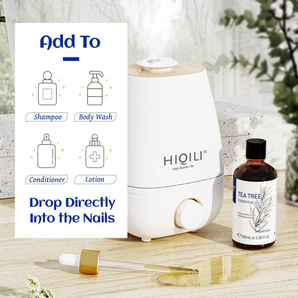 HIQILI 100 ml tējas koka eļļa, 100% tīra dabīga tējas koka eļļa difuzoram, pūtītēm, ādai, nagiem, komplektā ceļojumu pudelīte