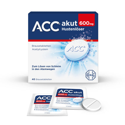 ACC® akūts 600 mg | 40 gabali | Klepus atkrēpošanas līdzeklis vieglākai klepus atvieglošanai | Tikai reizi dienā | atkrēpošanas līdzeklis
