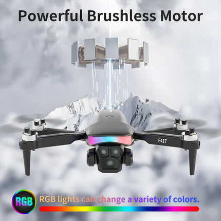 GPS drons ar 4k kameru pieaugušajiem un bērniem, RGB LED gaisma, 90° elektriski regulējama lēca, profesionāls GPS drons, 5 GHz WiFi tiešraides video, RC FPV F417 drona automātiska atgriešanās, sekojiet man, rokassoma, svars zem 250 g