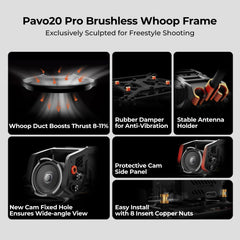 BETAFPV Pavo20 Pro bezkontaktu Whoop kvadrokopters 2,2 collu Cinewhoop ar HD digitālo kronšteinu, LAVA 1104 7200KV motoru GF2218 3-B propelleru, kas ir saderīgs ar DJI O3/Caddx Vista/Runcam Link FPV brīvā stila šaušanai.