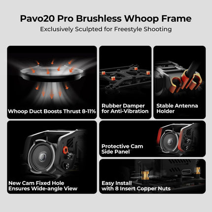 BETAFPV Pavo20 Pro bezkontaktu Whoop kvadrokopters 2,2 collu Cinewhoop ar HD digitālo kronšteinu, LAVA 1104 7200KV motoru GF2218 3-B propelleru, kas ir saderīgs ar DJI O3/Caddx Vista/Runcam Link FPV brīvā stila šaušanai.