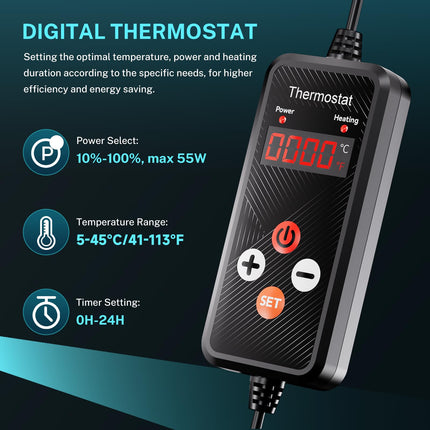 HG Power Heizmatte mit Thermostat - Heizmatte Pflanzen Wärmematte für Zimmergewächshaus, Gewächshaus Heizmatte mit Temperaturregler für Growzelt Growbox Grow Zubehör Terrarium 53 cm x 25 cm, 55Watt
