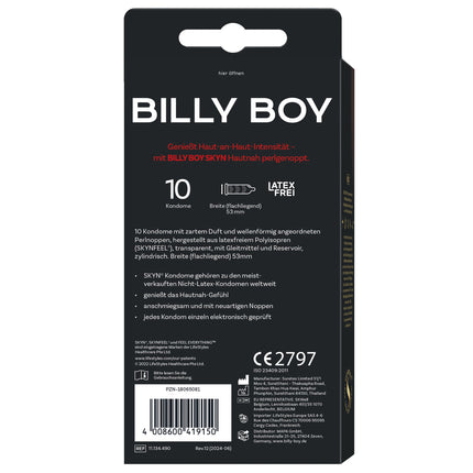 Billy Boy SKYN prezervatīvi bez lateksa ar punktiņiem, 10 gabali