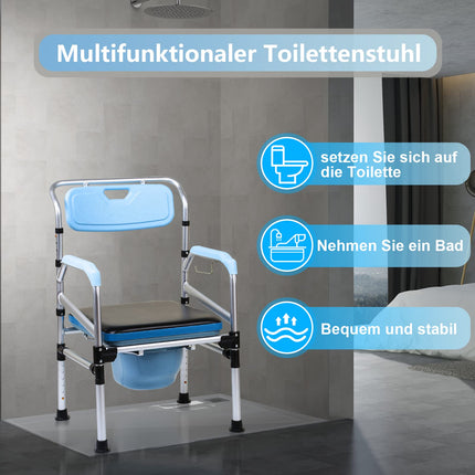 Jopassy tualetes krēsls, regulējams augstums 42-54 cm, ar polsterētu sēdekli un tualetes poda spaini, celtspēja līdz 160 kg, senioriem un grūtniecēm