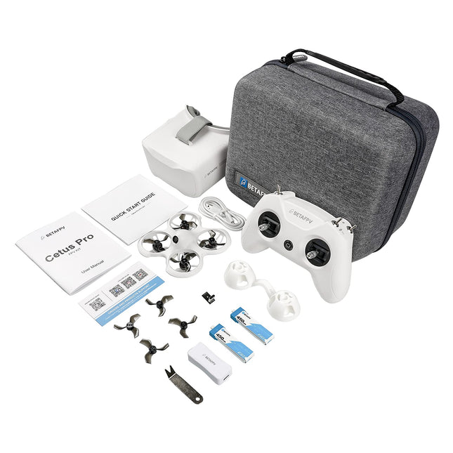 BETAFPV Cetus Pro FPV RTF drona komplekts ar tālvadības pulti, FPV brilles ar augstuma noturēšanas funkciju, pašaizsardzība, 3 lidojuma režīmi, bruņurupuča režīms, gatavs lidošanai, viegli iedarbināms FPV iesācējiem un pusaudžiem.