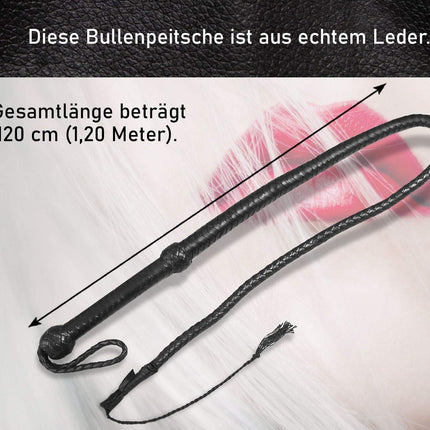 Ādas pātaga Bull Whip Bullwhip 120 cm Pātaga, kas izgatavota no īstas ādas Viena mēle ar kroku rada krakšķošu skaņu