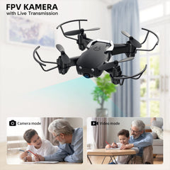 Mini drons ar 720P kameru bērniem, TEEROK RC FPV kvadrokopters ar WiFi tiešraides pārraidi, 2 akumulatori, ilgs lidojuma laiks, augstuma noturēšana, pacelšanās/nosēšanās ar vienu taustiņu, bezgalvas režīms, 3D pagriezieni iesācējiem