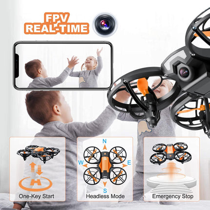 4DRC mini drons ar 720P HD kameru bērniem, FPV 2.4G WiFi, uzlabots propellera aizsargs, 3D apgriešana, cīņas režīms, gravitācijas indukcija, augstuma noturēšana, bezgalvas režīms, pacelšanās/nosēšanās ar vienu taustiņu.