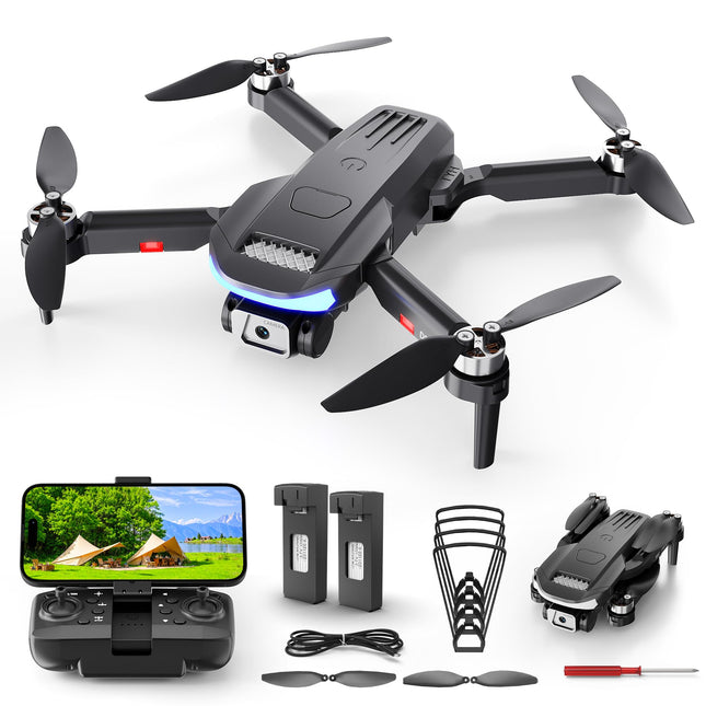 Wipkviey B15 drons ar 4k kameru, salokāmi droni ar bezkontaktu motoru, RC FPV kvadrokopters iesācējiem un pieaugušajiem, lidojums ar ceļa punktu, 3D apgriešana, 2 baterijas, 36 min. Lidojums, mazāk nekā 249 g, C0