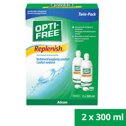 Opti-Free Replenish kontaktlēcu šķīdums | Lielapjoma iepakojums | 2 x 300 ml