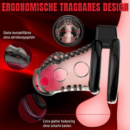 Chastity Cage Männer Peniskafig Keuschheitskafig Herren aus Harz & Premium Silikon mit 6 Penisringen - Ultraleicht & Unsichtbar für SM Fetisch, Sex Spielzeug Fesselspiele und Abstinenz | Cock Cage (M)