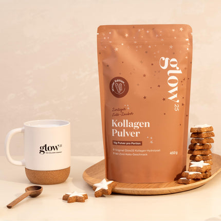 Glow25® kolagēna pulveris ar kanēļa cepumu [450 g] - kolagēna hidrolizāts - 1. un 3. tipa peptīdi - laba šķīdība