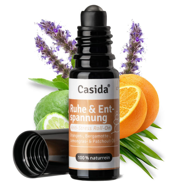 Casida® Roll-On "Miers un relaksācija" - pretstresa aromāta rullītis ķermeņa, prāta un dvēseles relaksācijai - aromātiskā eļļa, aromātiskā eļļa, ēteriskā eļļa aromātiskai kopšanai, esot ceļā - 10 ml (Miers un relaksācija)