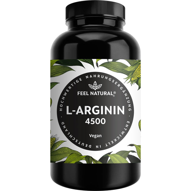 L-arginīns - 365 vegānas kapsulas - 4500 mg augu izcelsmes L-arginīna HCl no fermentācijas (no kuriem 3750 mg tīra L-arginīna) vienā dienas devā - Augsta deva, bez piedevām, laboratoriski pārbaudīts, ražots Vācijā