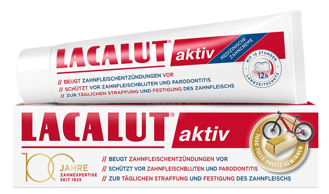 LACALUT AKTĪVĀ ZOBU PASTA, 100 ml Zobu pasta, nekavējoties pamanāma smaganu savilkšana un stiprināšana, efektīva zobu un smaganu kopšana, 1 x 100 ml