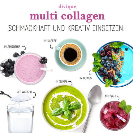 Divique kolagēna pulveris [500 g] - augstākās kvalitātes kolagēna komplekss 1., 2., 3., 5., 10–100% kolagēna hidrolizāta peptīdi - 10 000 mg kolagēna dienā - bezgaršīgs, ūdenī šķīstošs, bez piedevām