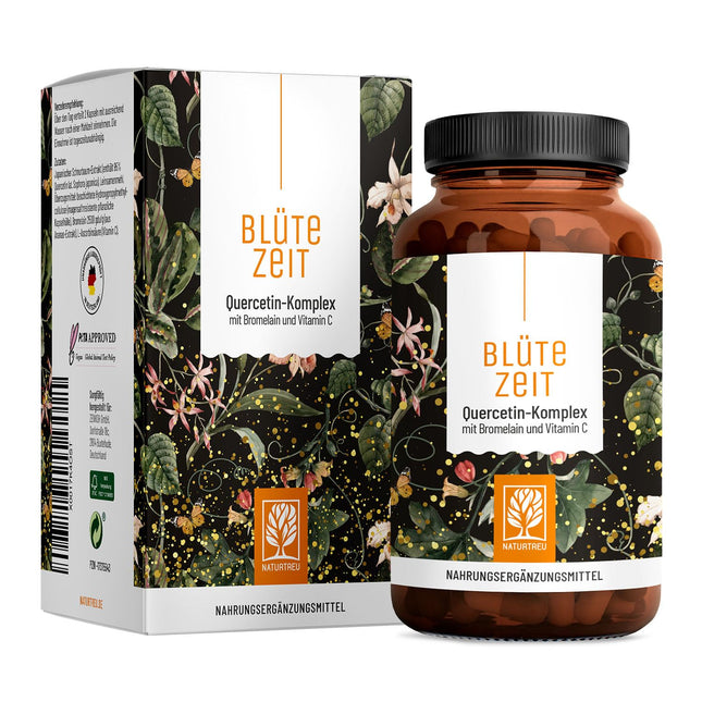 Kvercetīna bromelaīna komplekss 120 vegānas kapsulas - 500 mg lielas kvercetīna devas, 100 mg bromelaīna un 16 mg C vitamīna vienā dienas devā - Blossom Time by Naturtreu