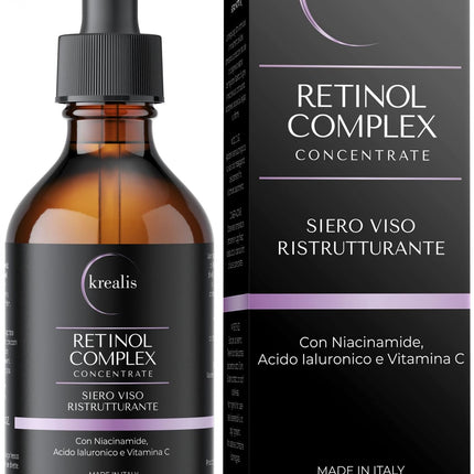 •100 ml • Retinola serums ar niacinamīdu, hialuronskābi un C vitamīnu, sejas serums, pretgrumbu līdzeklis ādas kopšanai sievietēm un vīriešiem
