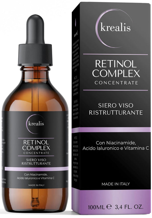 •100 ml • Retinola serums ar niacinamīdu, hialuronskābi un C vitamīnu, sejas serums, pretgrumbu līdzeklis ādas kopšanai sievietēm un vīriešiem