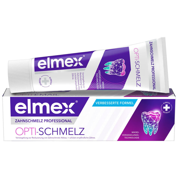 elmex zobu pasta Professional Opti-enamel Sealing &amp; Strengthening 75ml – medicīniska zobu tīrīšanas līdzeklis ar amīna fluorīdu, kas noslēdz zobu emalju – aizsargā pret zobu emaljas zudumu