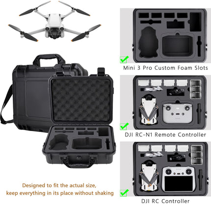 Profesionāls Mini 3 Pro korpuss, ūdensnecaurlaidīgs cietais korpuss DJI Mini 3 Pro dronam un DJI RC/DJI RC N1 tālvadības pultij un dronu piederumiem