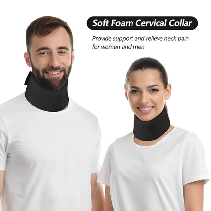 Cozyhealth mīksts putu kakla atbalsts, universāla dzemdes kakla apkakle, regulējams kakla atbalsts gulēšanai, mazina kakla sāpes un mugurkaula spiedienu (melns, 3 collu dziļa apkakle, L)