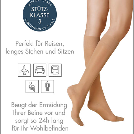 KUNERT sieviešu ceļgalu zeķubikses Fly&amp;Care® 40 efektīvs atbalsts III klase 40 DEN dzeltenbrūns 1003 39-42