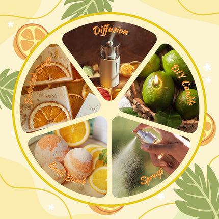 SALUBRITO citrusaugļu ēterisko eļļu komplekts, tīras dabīgas citrusaugļu aromātu eļļas difuzoriem - saldais apelsīns, bergamote, greipfrūts, citrons, mandarīns, laims aromterapijas eļļa
