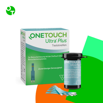 OneTouch Ultra® Plus asins glikozes testa strēmeles I 50 strēmeles I 1 iepakojums I asins glikozes mērīšanai diabēta (cukura slimības) gadījumā