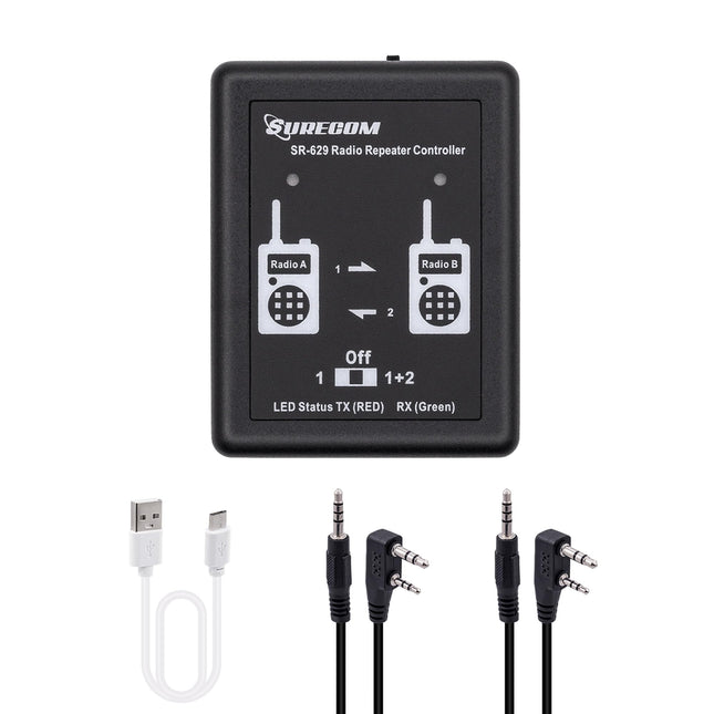 Gam3Gear Surecom SR-629 2 vienā dupleksa šķērsjoslas radio atkārtotāja kontrolieris ar radio kabeli rācijām