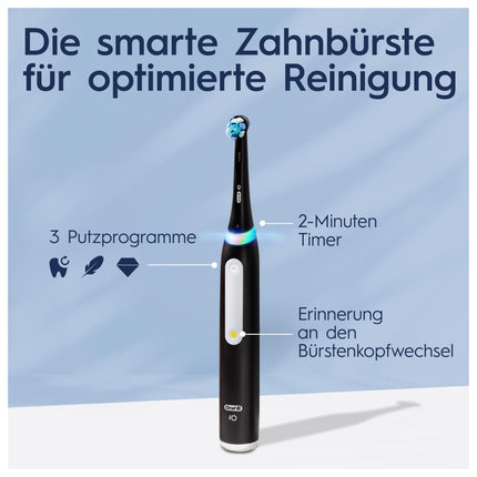 Oral-B iO Series 3 elektriskā zobu birste, 3 tīrīšanas režīmi mutes dobuma kopšanai, magnētiskā tehnoloģija, ceļojumu maciņš, Braun dizains, Stiftung Warentest TESTA UZVARĒTĀJS (12.2024.), matēti melna