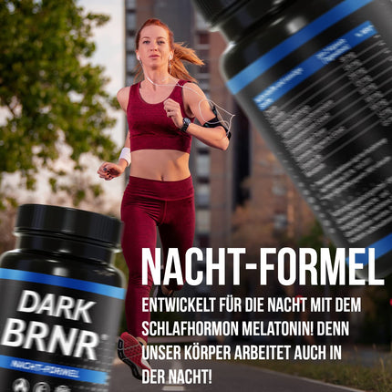 BRNR DARK BRNR nakts formula ar melatonīnu un L-karnitīnu, vielmaiņas formula ar holīnu un B6 vitamīnu, 120 kapsulas