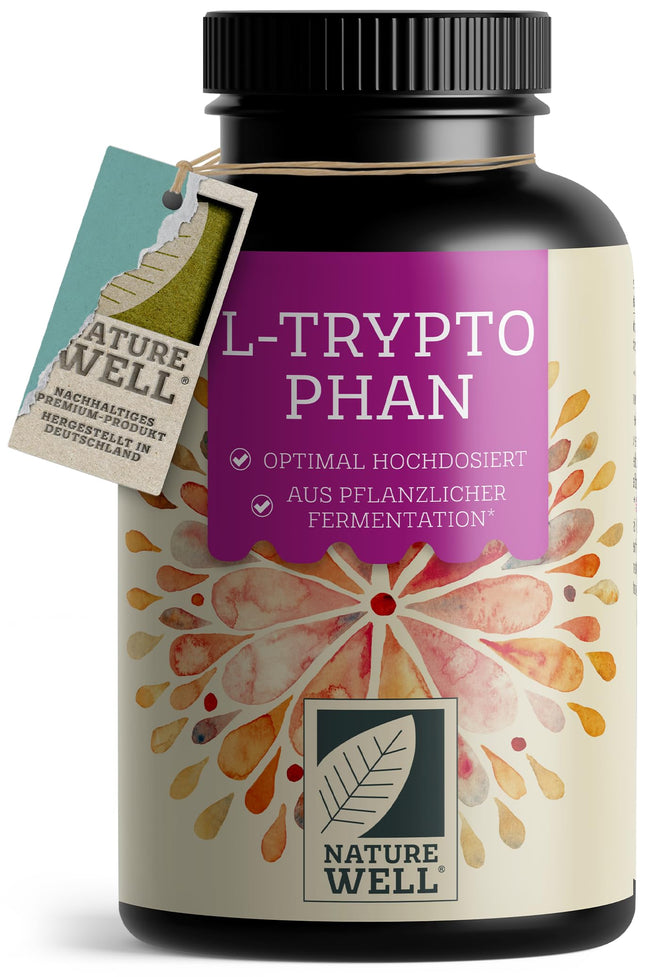 Augstas devas L-triptofāns - 300 kapsulas - 500 mg L-triptofāna vienā kapsulā - 10 mēnešu krājumi - vegāns L-triptofāns no fermentācijas - laboratorijā pārbaudīts, bez nevēlamām piedevām, vegāns