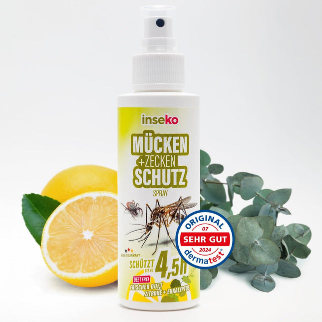 inseko Moskītu un ērču atbaidīšanas aerosols | Bez DEET | Kukaiņu atbaidīšanas līdzeklis ādai un apģērbam (100ml)