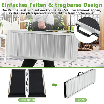 COSTWAY ratiņkrēslu rampa 91 cm, saliekama, pārnēsājama un neslīdoša rampa ar celtspēju līdz 272 kg, alumīnija piekļuves rampa, sliekšņa rampa ratiņkrēslu kāpņu durvīm (91 x 74 cm)