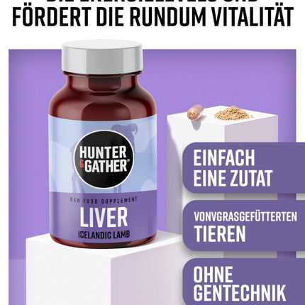 Hunter &amp; Gather jēra aknas 90 kapsulas | Uztura bagātinātājs, kas ražots no brīvās turēšanas, ar zāli barotas Islandes jēra gaļas | 100% neapstrādātas, liofilizētas jēra aknas | Bez GMV barošanas, antibiotikām vai hormoniem