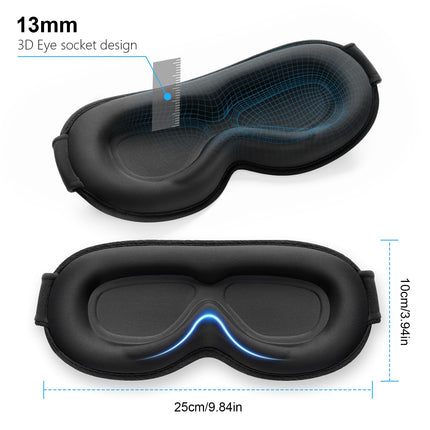 Gritin 3D miega maska ​​sānu gulētājiem, uzlabota elpojoša miega maska ​​ar regulējamu elastīgo siksnu, gaismas bloķēšana, ērta un ergonomiska acu maska ​​vīriešiem un sievietēm, 2 ausu aizbāžņu pāri