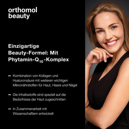 Orthomol Beauty sievietēm - ādai, matiem un nagiem - ar koenzīmu Q10, biotīnu un cinku - uzpildes iepakojums ar dzeršanas ampulām, kas satur 30 dienas devas